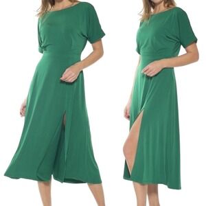 New‎ Alexia Admor Women's Grass Green Midi Dress Slit Casual Elegant Size XS